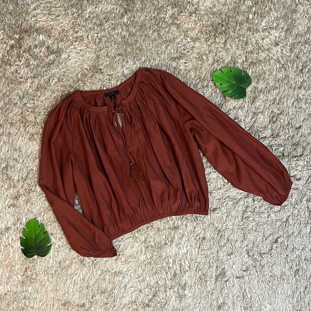 NWT J. Crew Tassel Tie-Front Crop Top